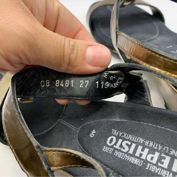 Mephisto Straps Wedge Sandals Leather Gold Embossed Women’s EU 40 US 9-9.5 - Picture 8 of 10
